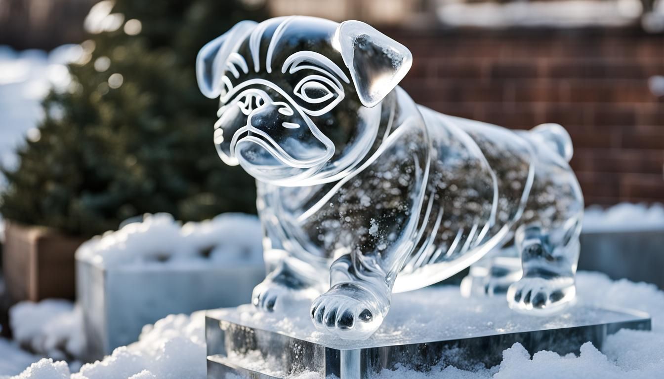 Playful Pug Puppy Ice Sculpture