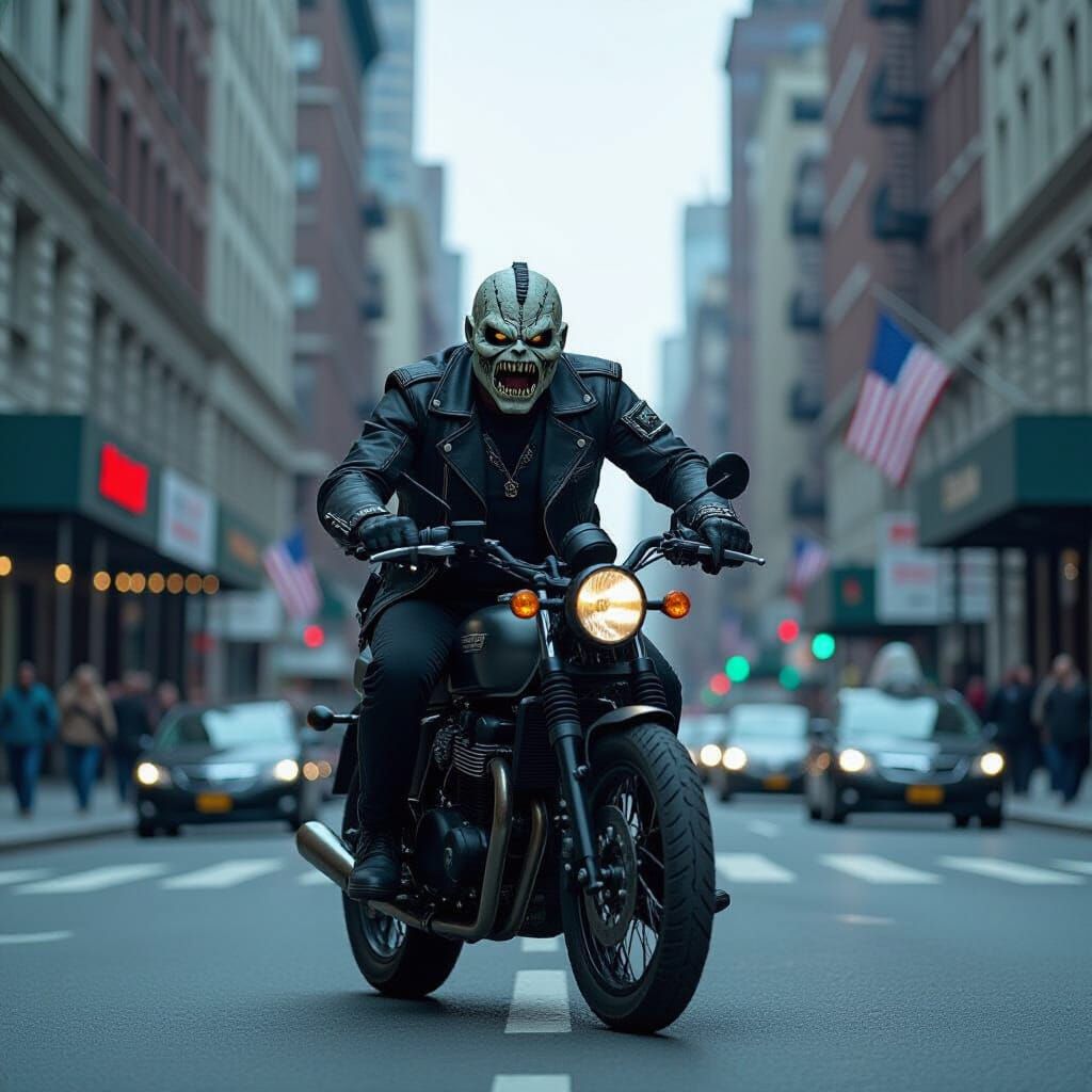 Eddie the Head Rides a Bike in NYC, Shooting a Slingshot