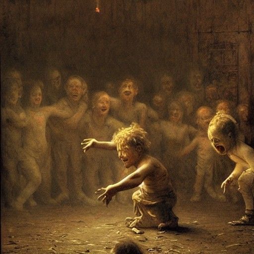 Macabre Children's Dance in Gothic Horror Style