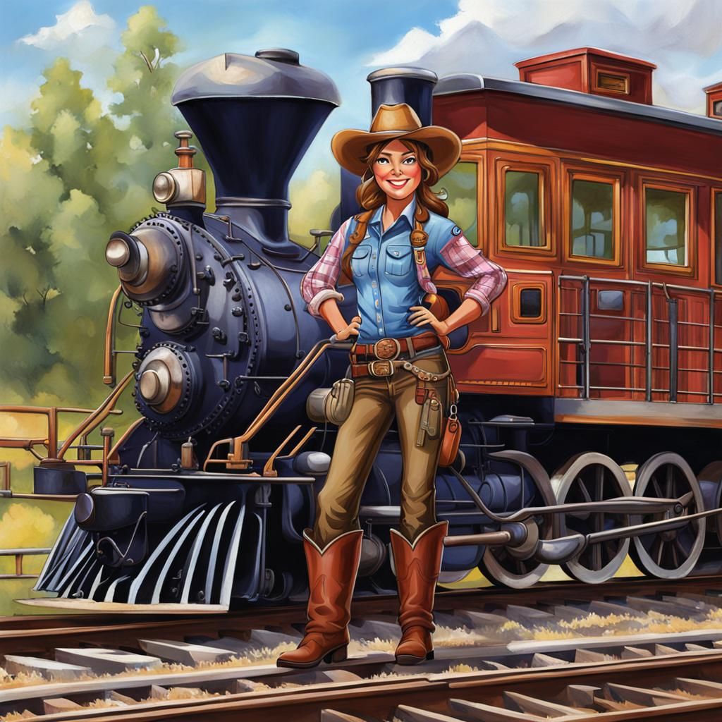 Cowgirl as a Train Engineer