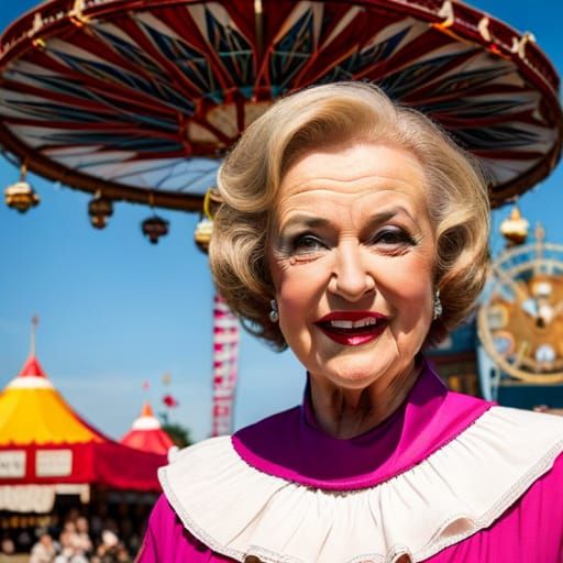 Betty White Carnival Clown in Spike Painting Style