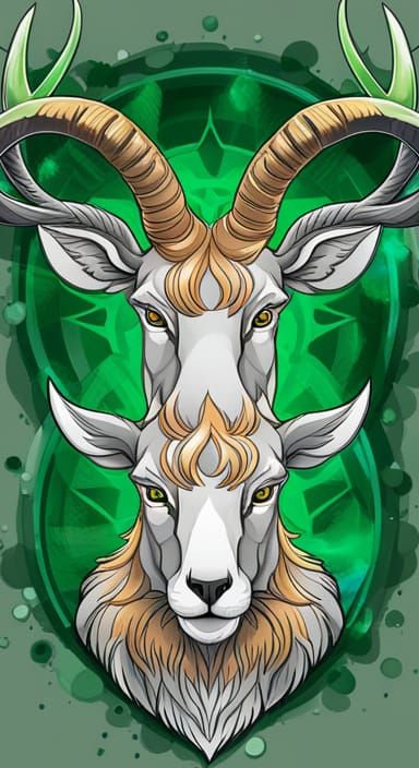 Markhor Portrait for T-Shirt in Watercolor Style