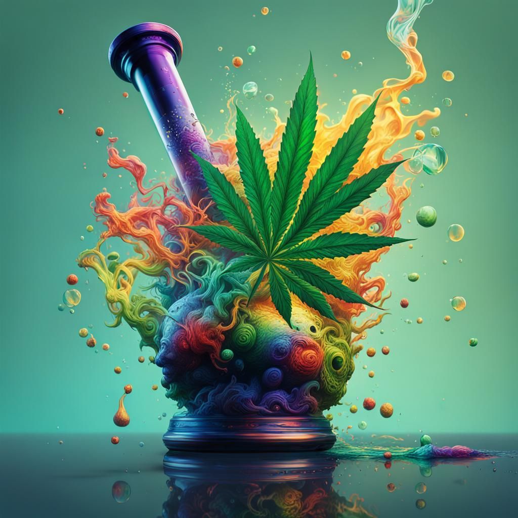 Hyperrealistic Weed Bong in Splash Art Style