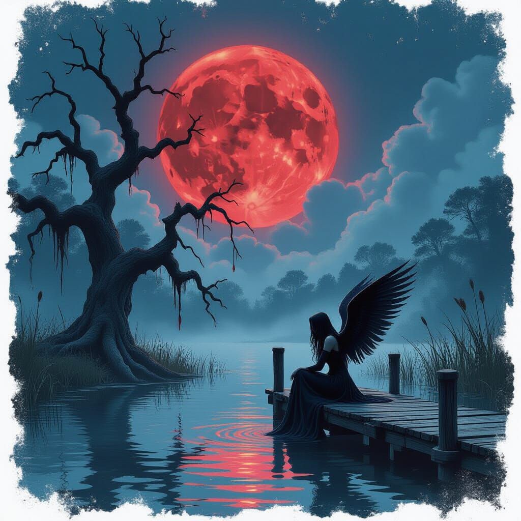 Gothic Vampire Emerges from Haunted Swamp