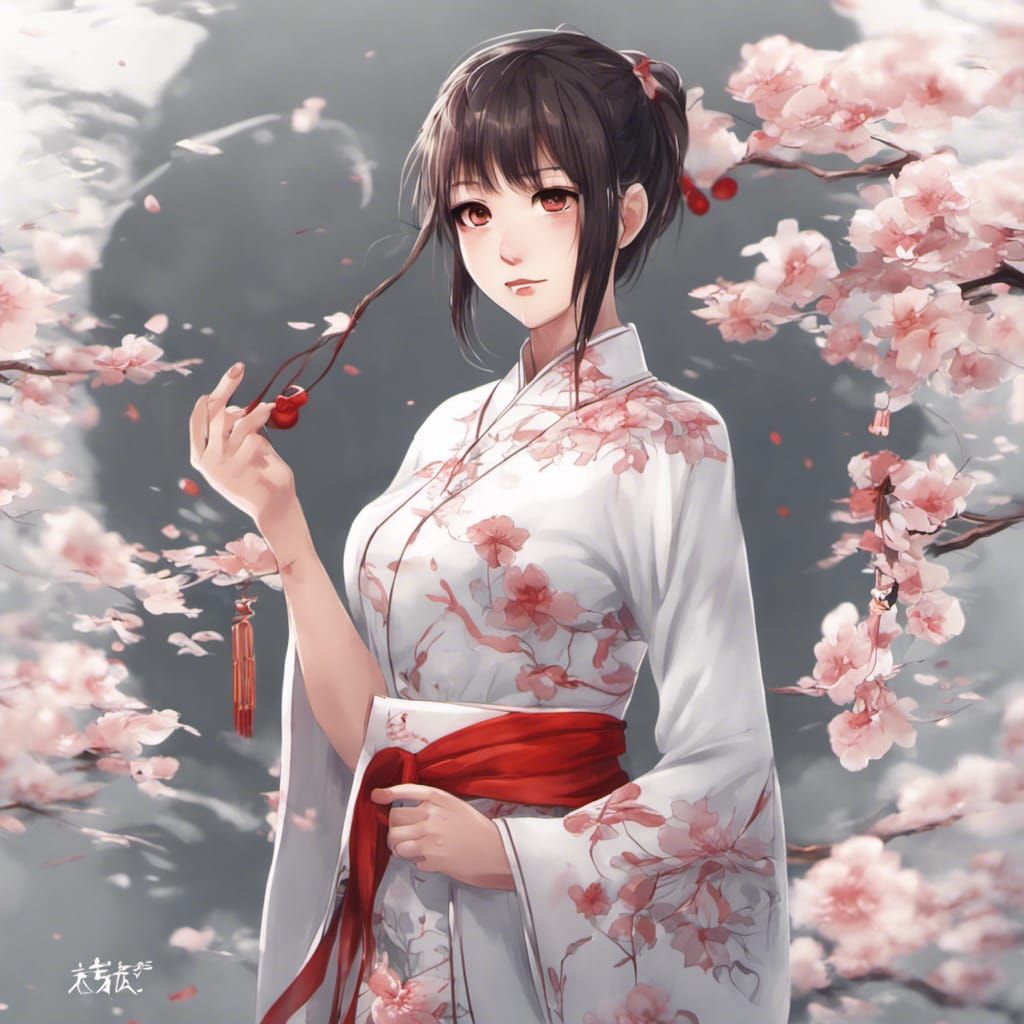 Girl in Cheongsam Dress in Anime Style