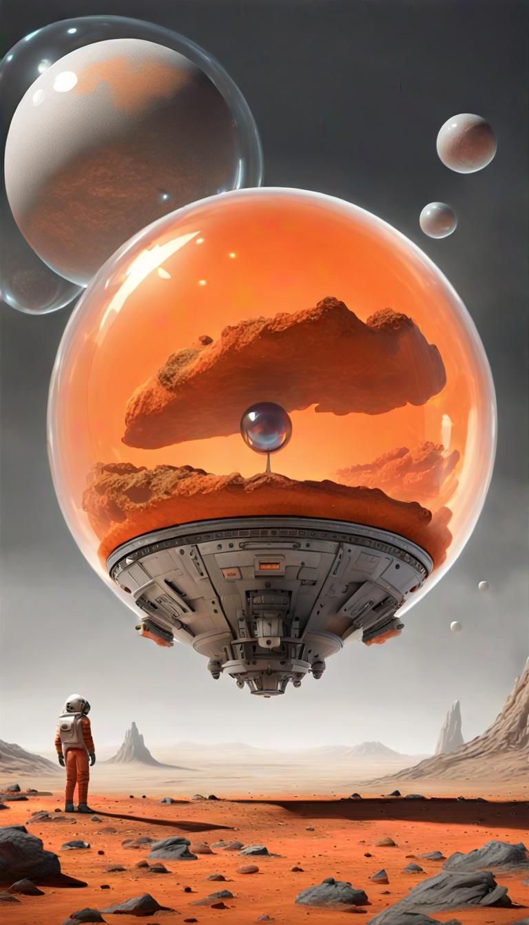 Seventies Sci-Fi Spacecraft on Desolate Planet