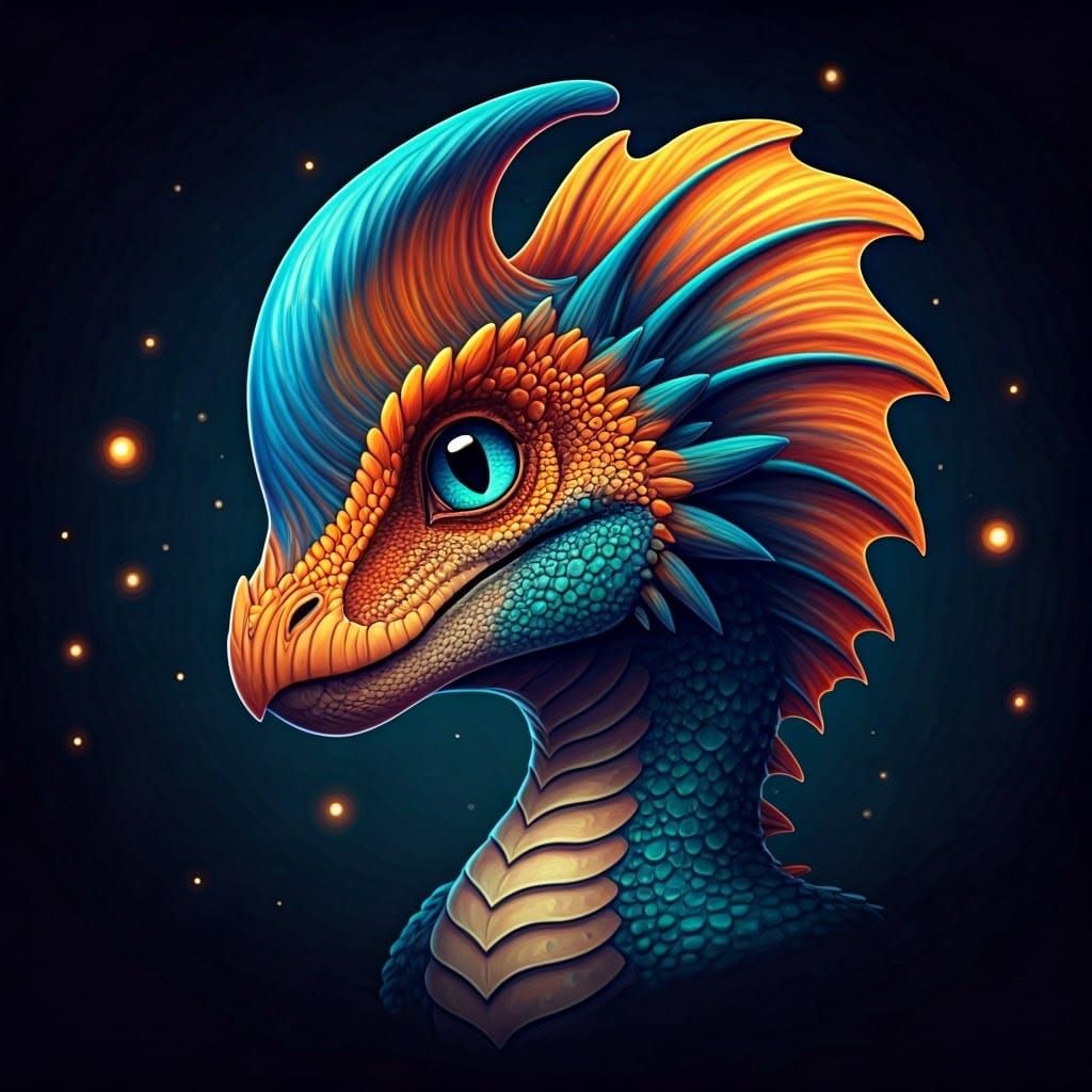 Chibi Dragon with Elaborate Crest in Fantasy Style