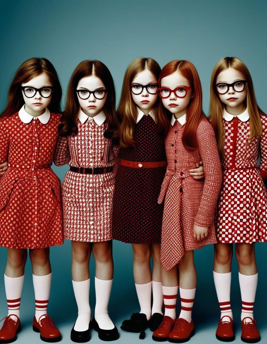 a group of young girls standing next to each other