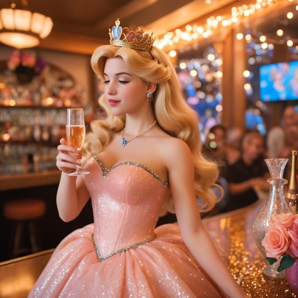 Princess Peach and Cinderella Kiss in a Bar
