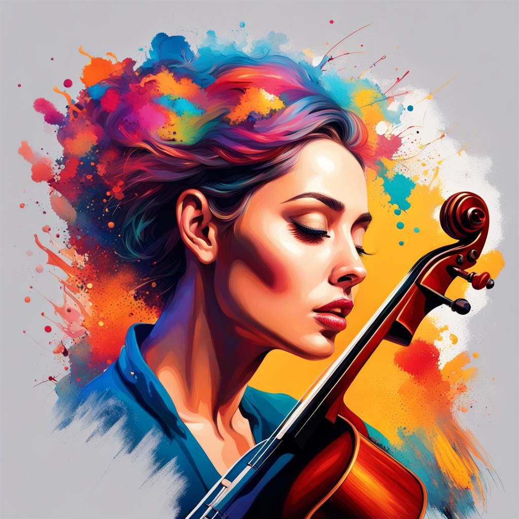 Orchestral Dream: Hyperrealistic Woman with Music