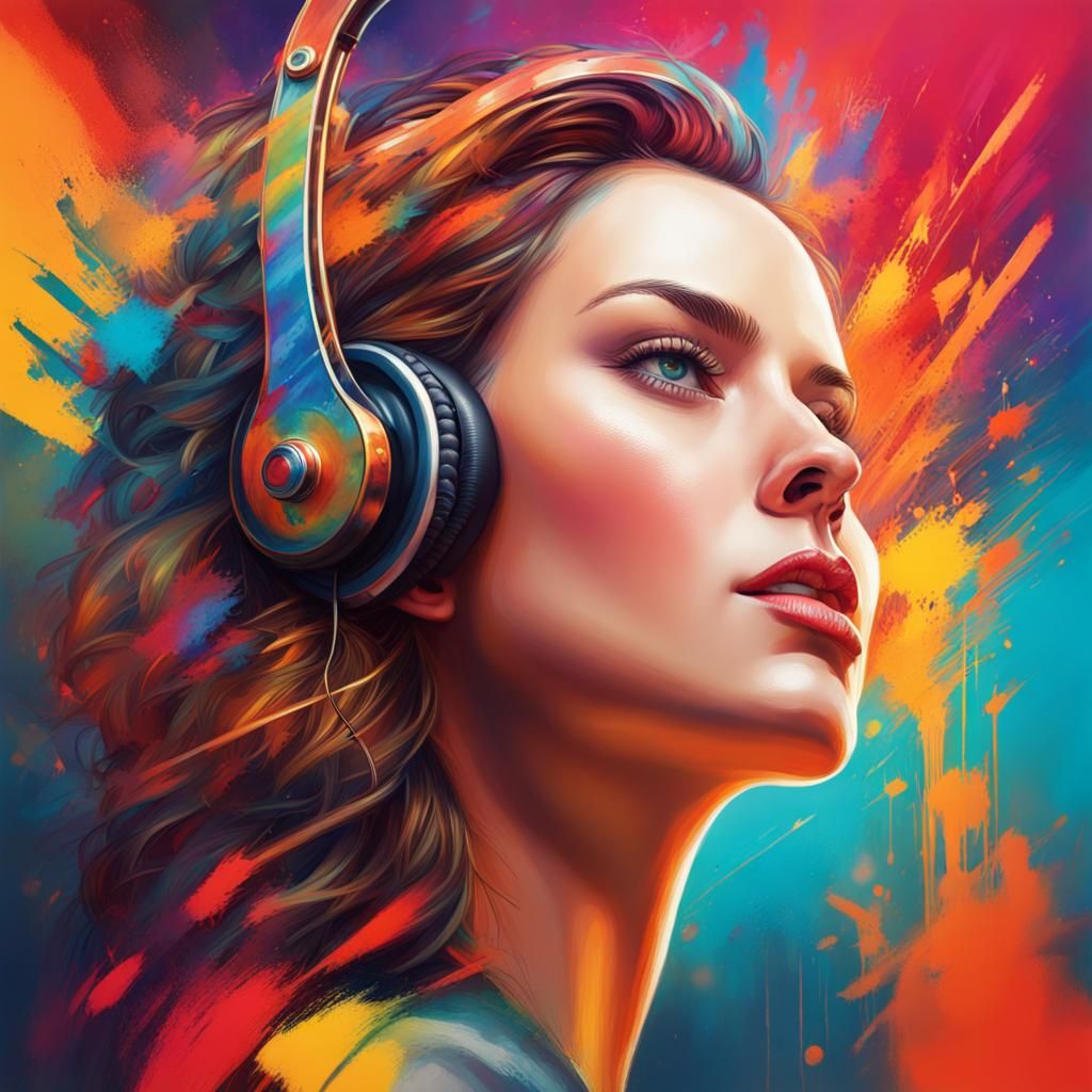 Orchestral Mind: Hyperrealistic Portrait in Splash Art Style