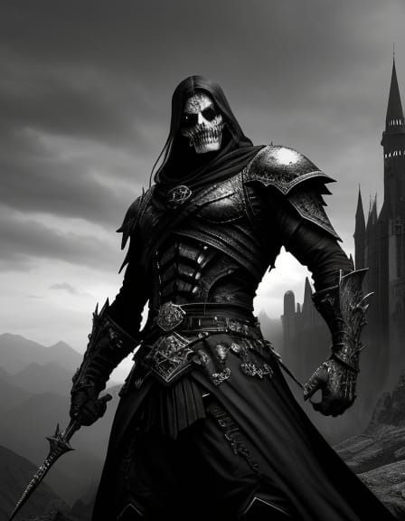 Undead Warrior Amidst Dark Castle Ruins