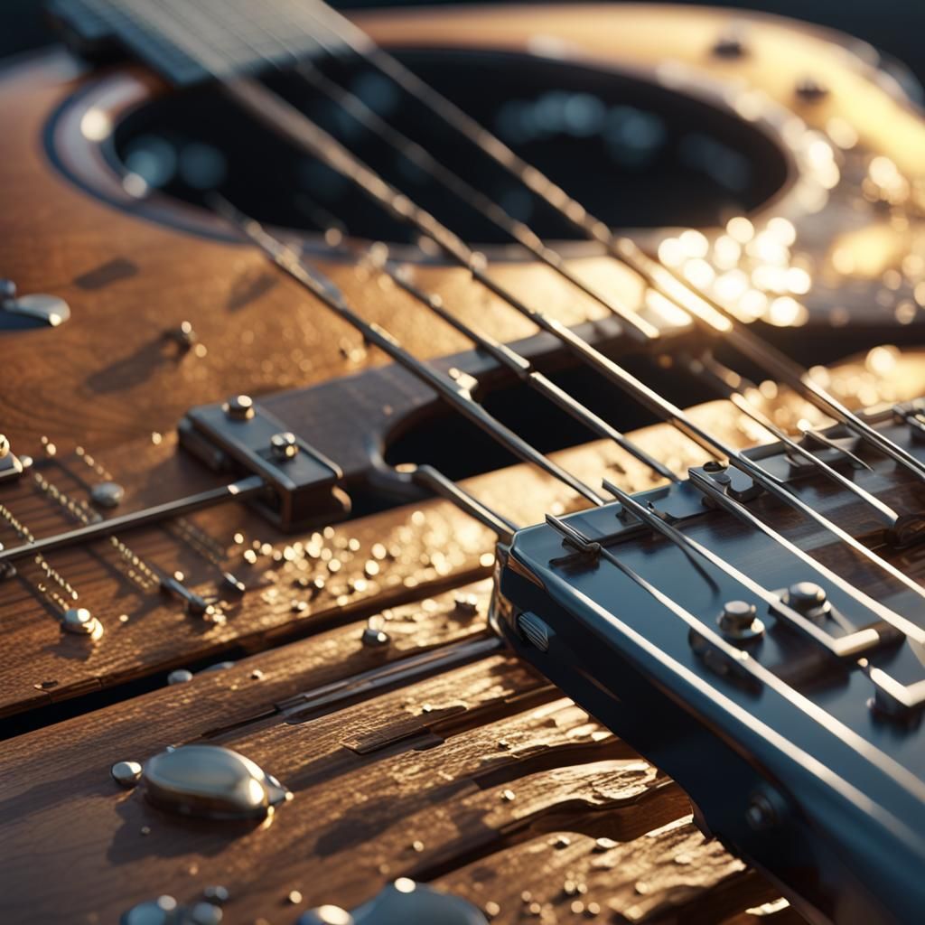 Ocean Guitar in Detailed 3D Cinematic Style