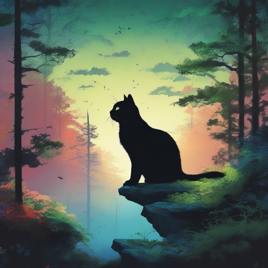 Ethereal Whispers in Shadow: A Feline Portal to Mystical Rea...