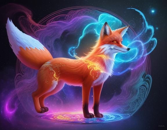 Flaming Fox: A Holographic Cosmic Illustration
