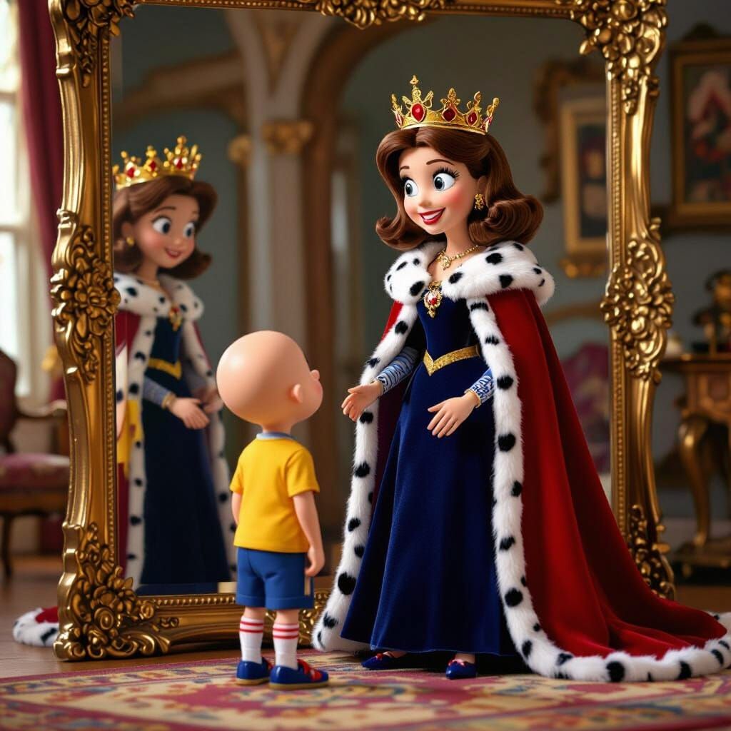 Queen Doris and Caillou in Royal Attire