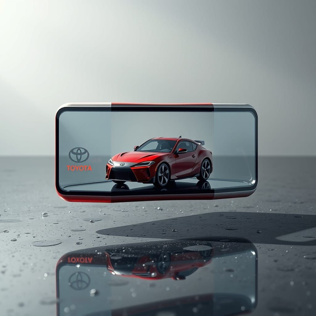 Toyota in Floating Capsule: Hyperrealistic Poster