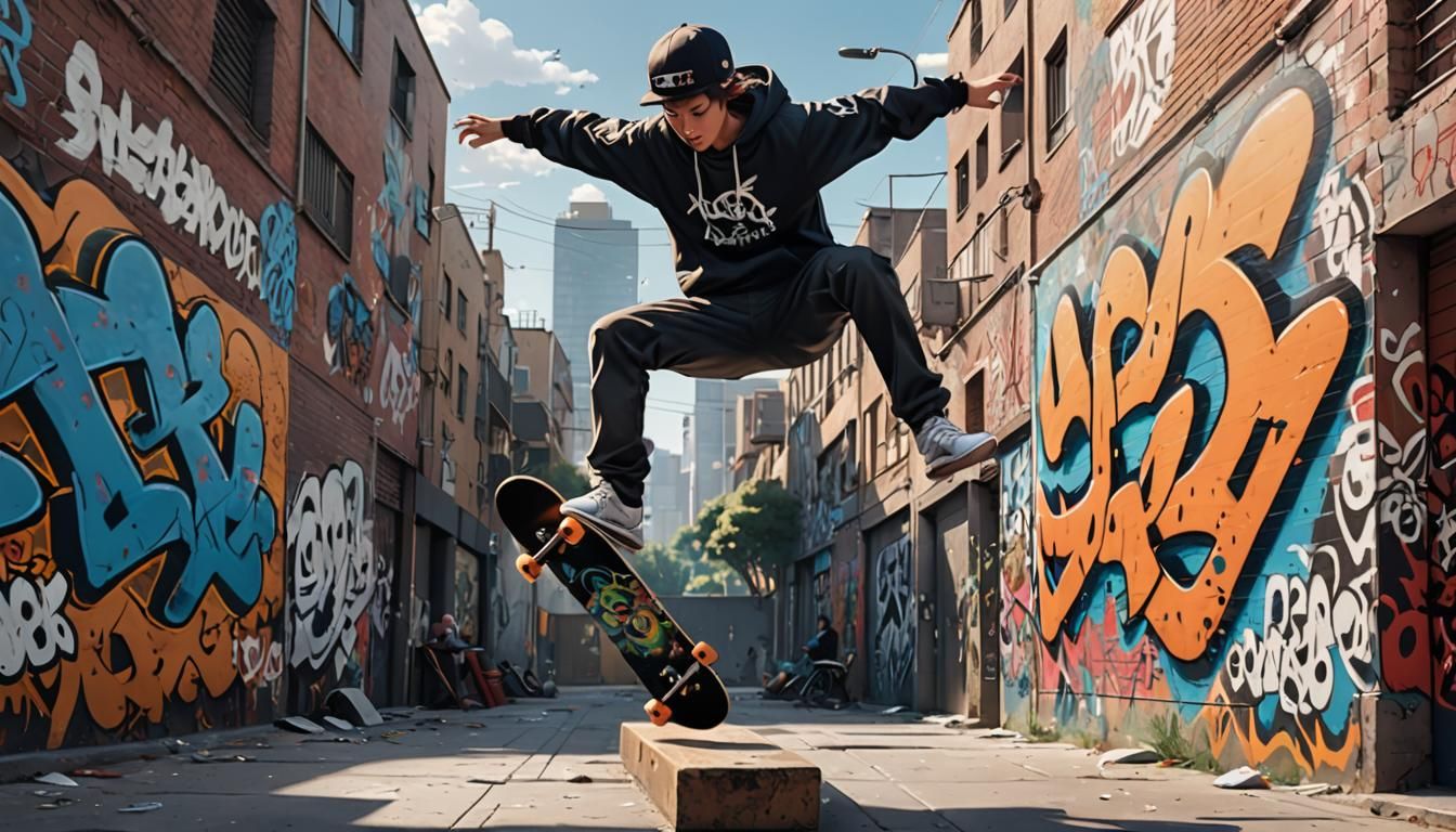 Skateboarder Backflip in Detailed 3D Anime Art