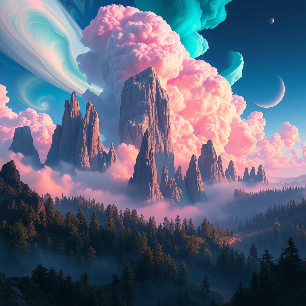 Ethereal Dreamscapes in Crystal and Cloud