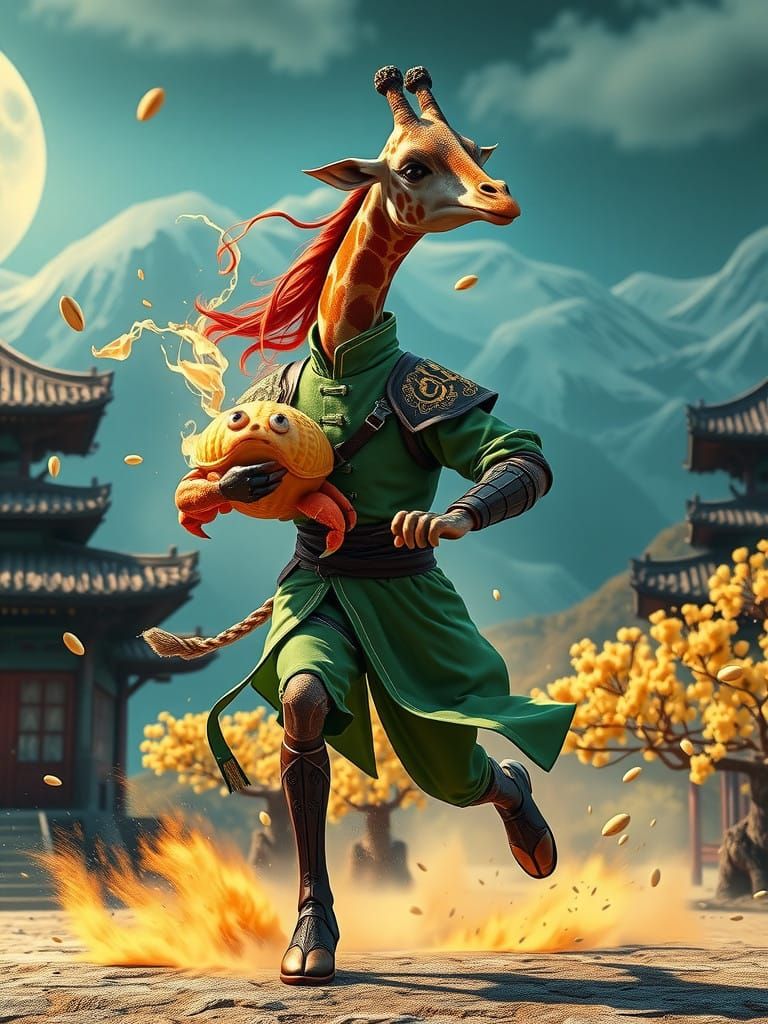 Majestic Anime Warrior Stands Tall Amidst Whimsical Fantasy...