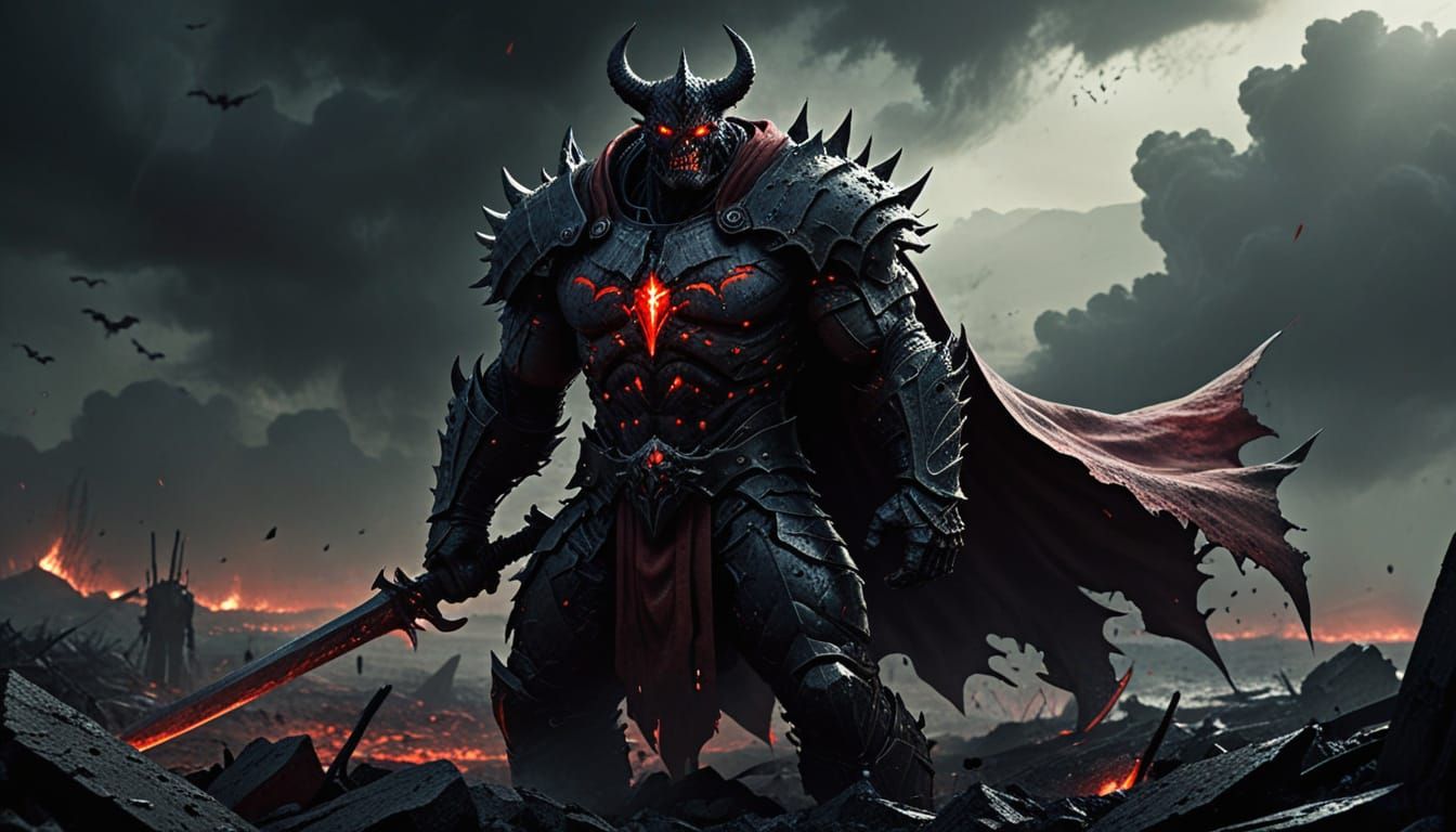 Monstrous Warrior on Desolate Battlefield