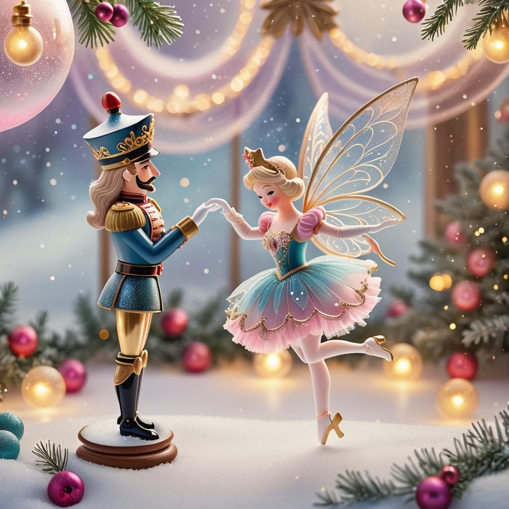 Sugarplum Fairy Dances with Nutcracker in Winter Wonderland