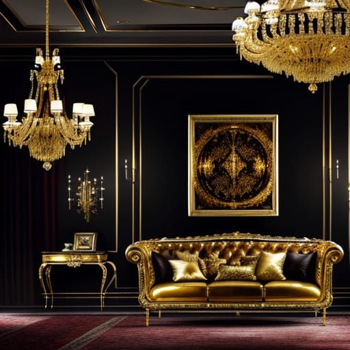 Luxury Concept Art: Wealthy Person in Lavish Room