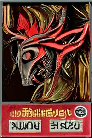 Menacing Japanese Mask in Dark Anime Style