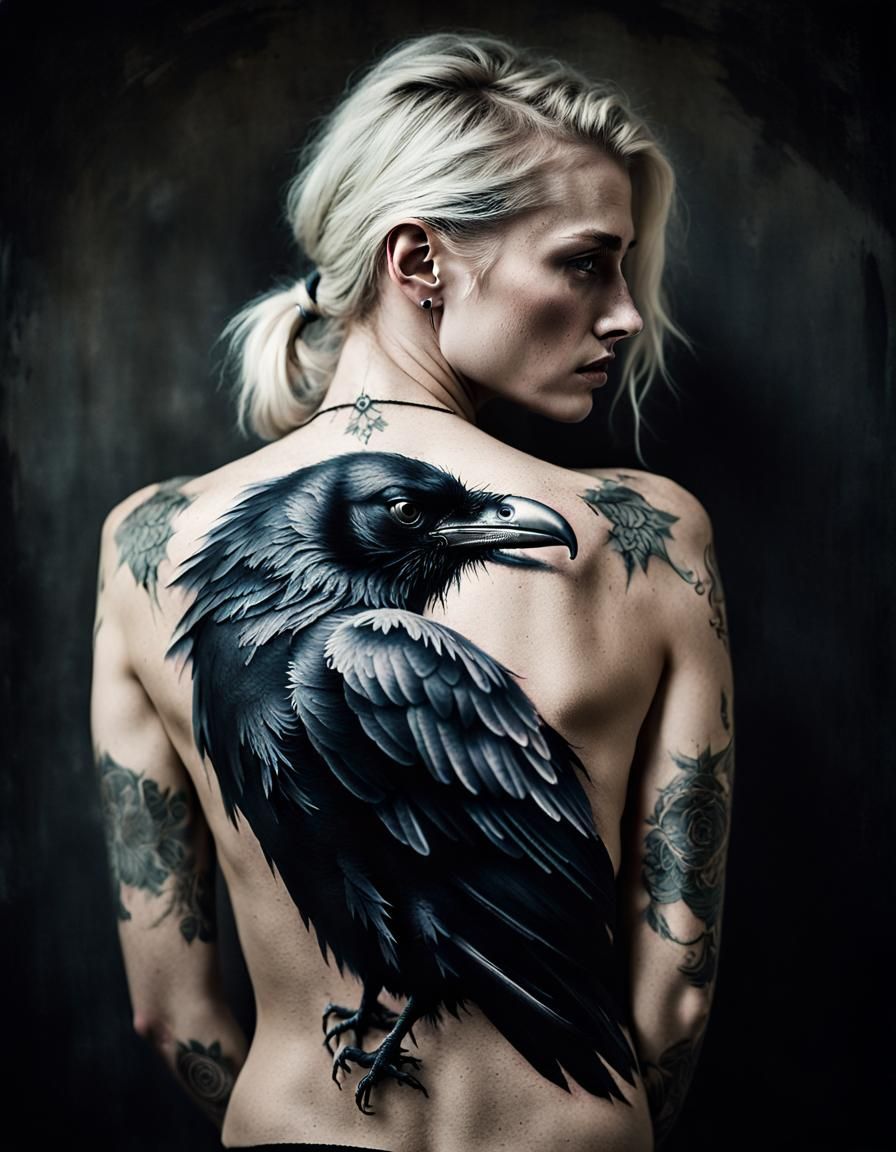 Raven Tattoo Portrait in Perfect Light