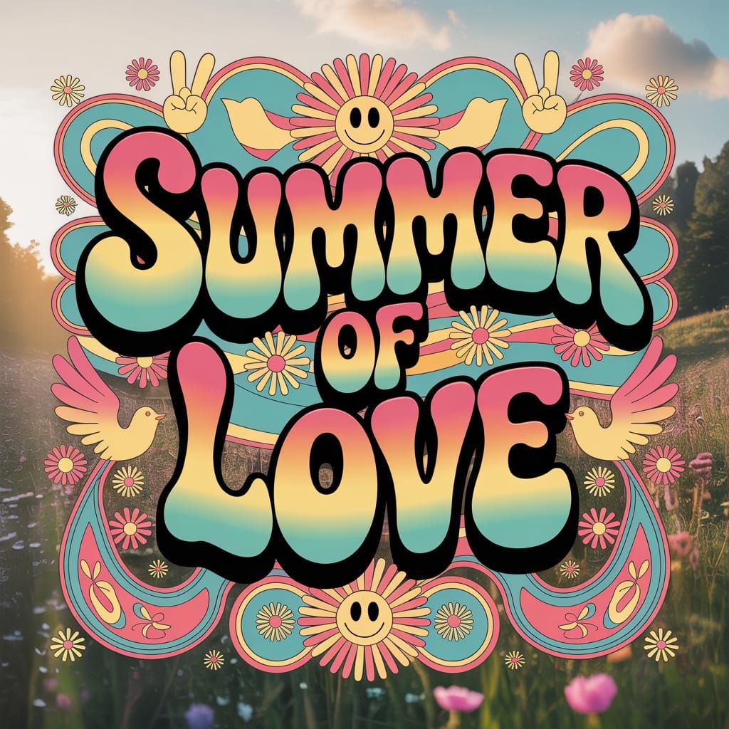 Psychedelic 'Summer of Love' Poster in 1960s Style