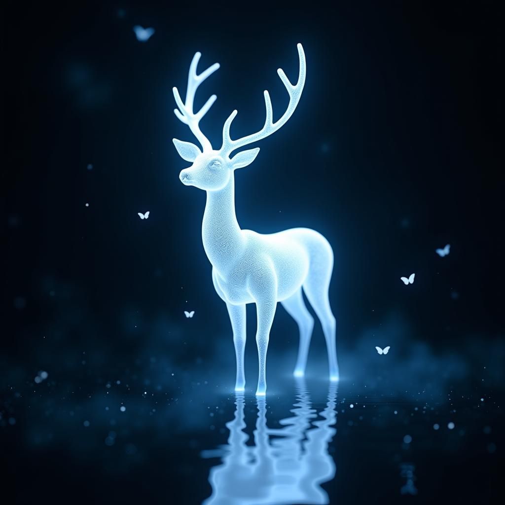 Bioluminescent Deer in Enchanted Forest