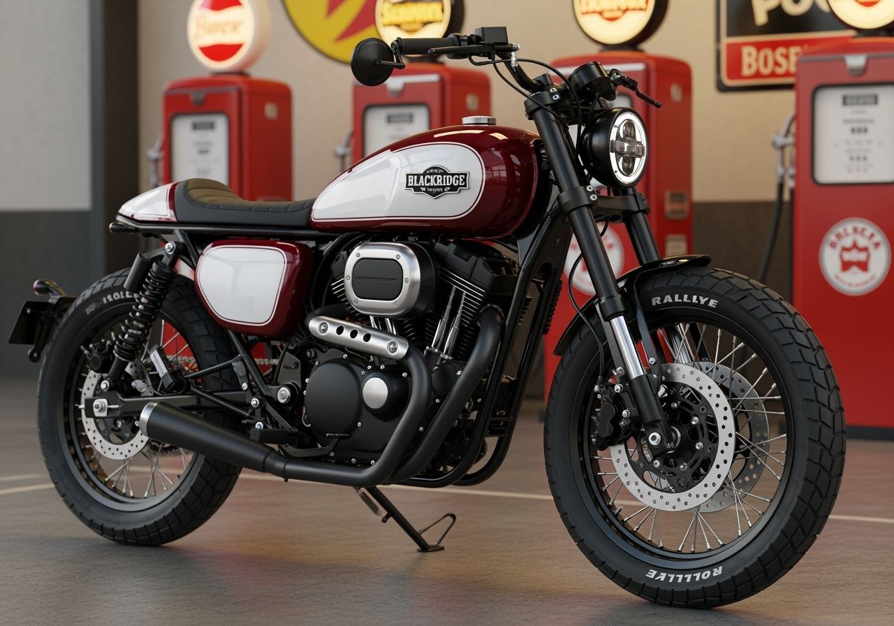 Blackridge Mudrunner: Fictional Tracker Bike in Retro Garage