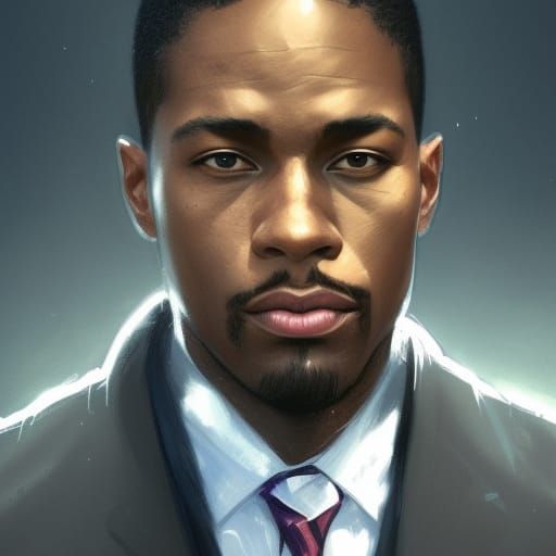 Detailed Portrait of African American Man in Suit