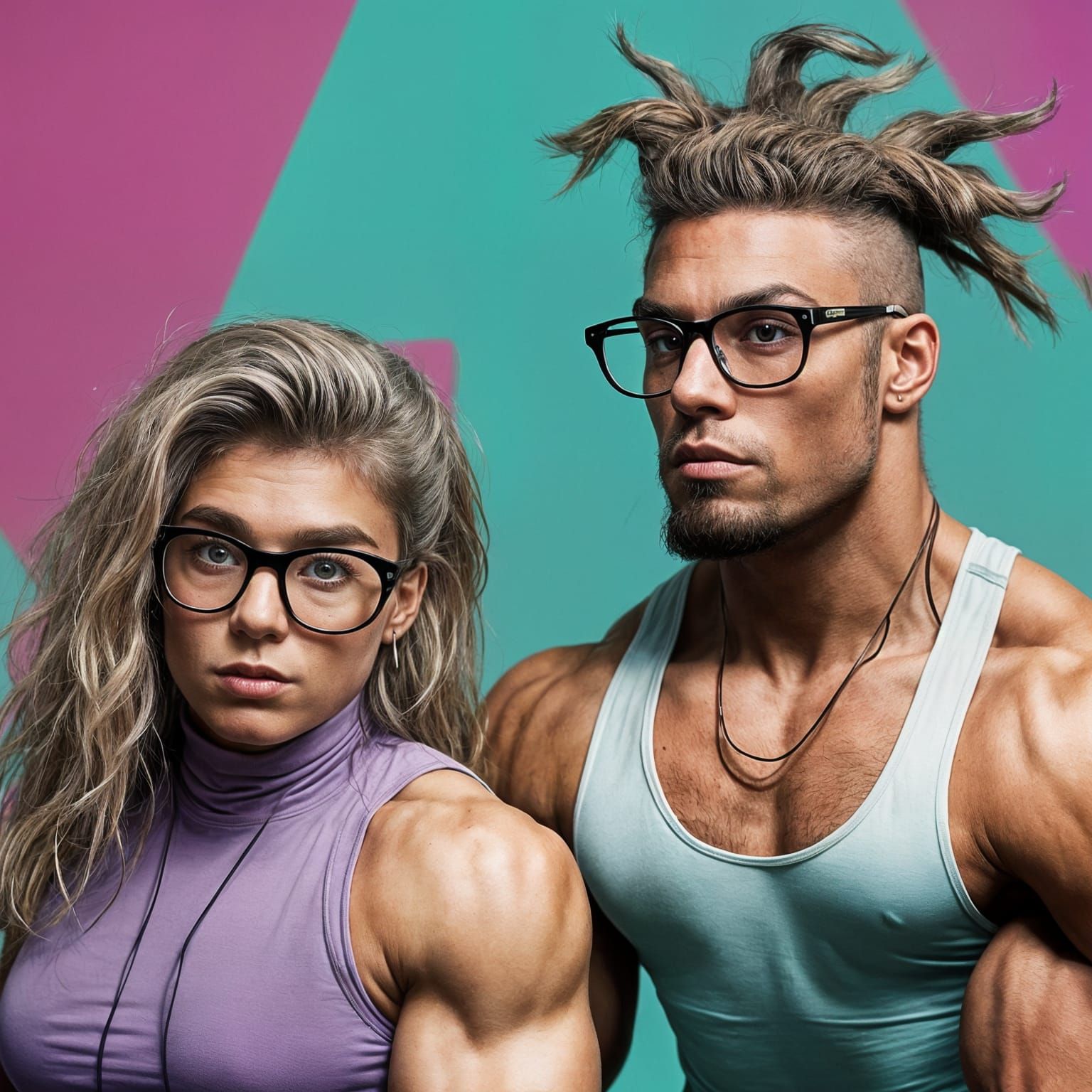 Nerdy Girl and Jock on 90s Album Cover