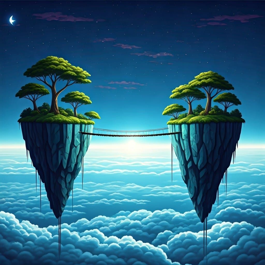 Glowing Bridge Connects Two Sky Islands