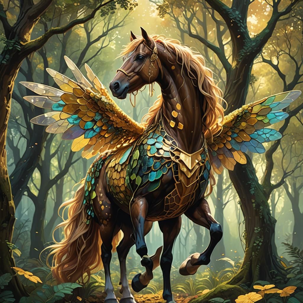 Honeycomb Horse with Wings: Fantasy Art