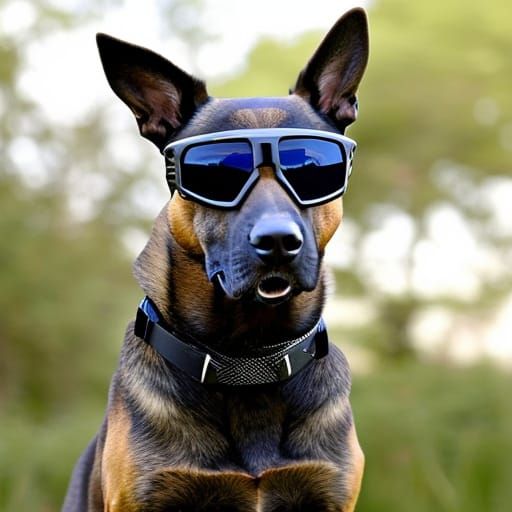 Belgian Malinois Dog Wearing Sunglasses