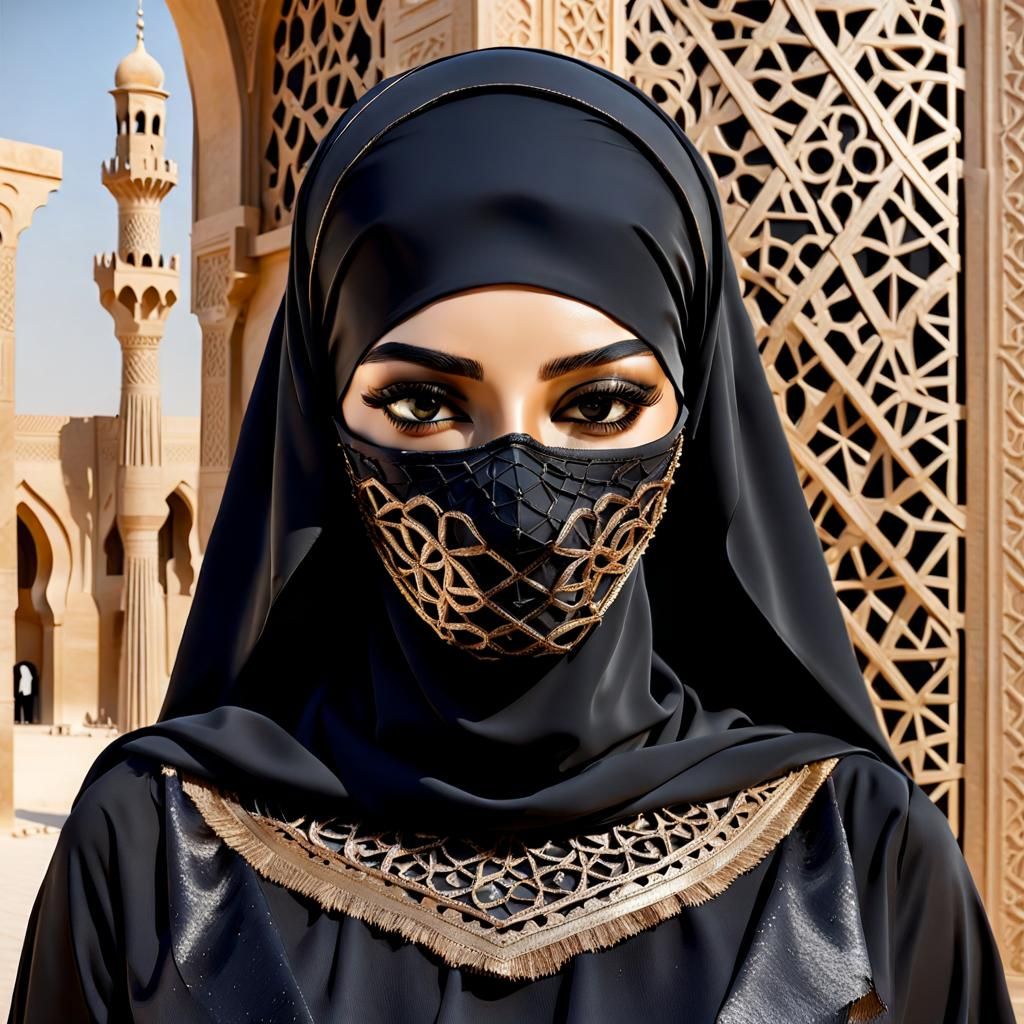 Arab Woman in Textured Bricolage Niqab