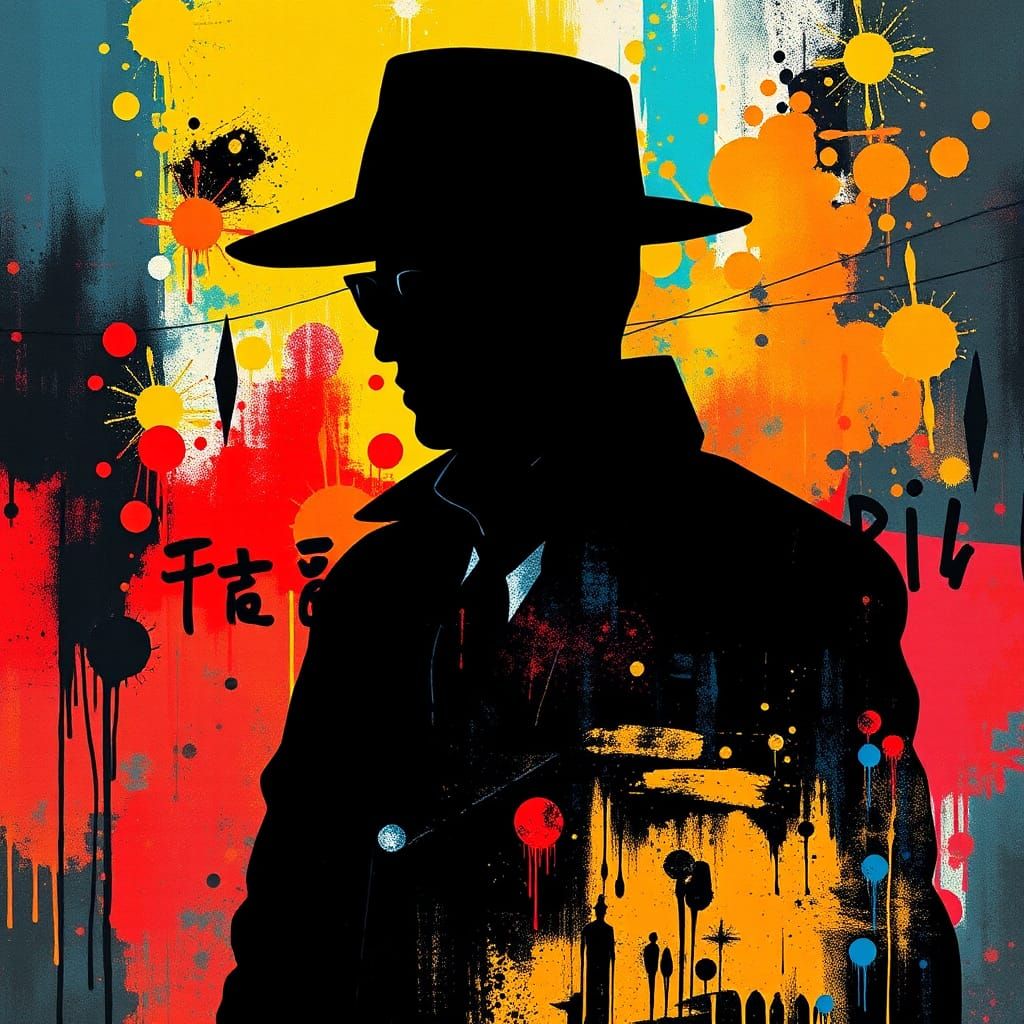 Abstract Expressionist Detective in Polychrome Silhouette