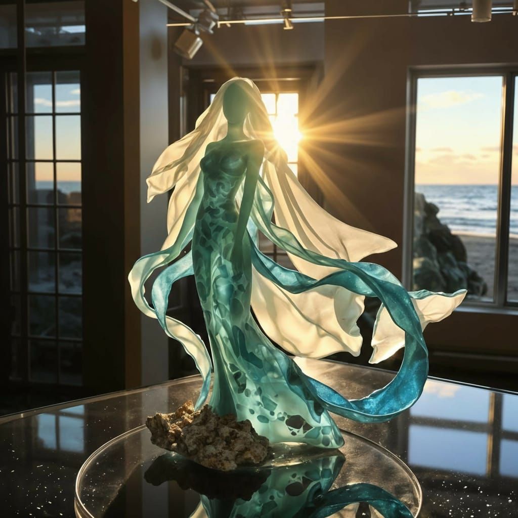 Sea Glass Sculpture of Ocean Guardian Spirit
