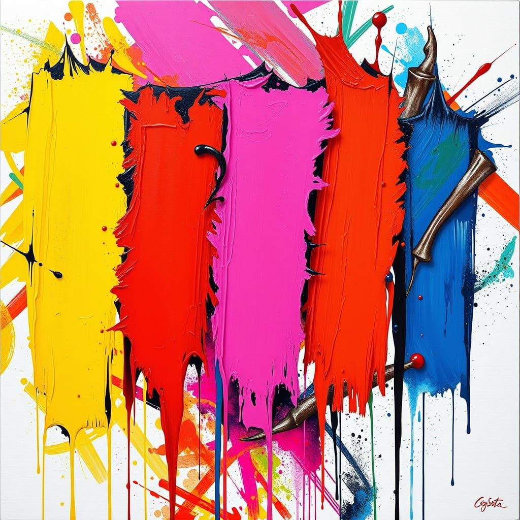 Five wide brush strokes