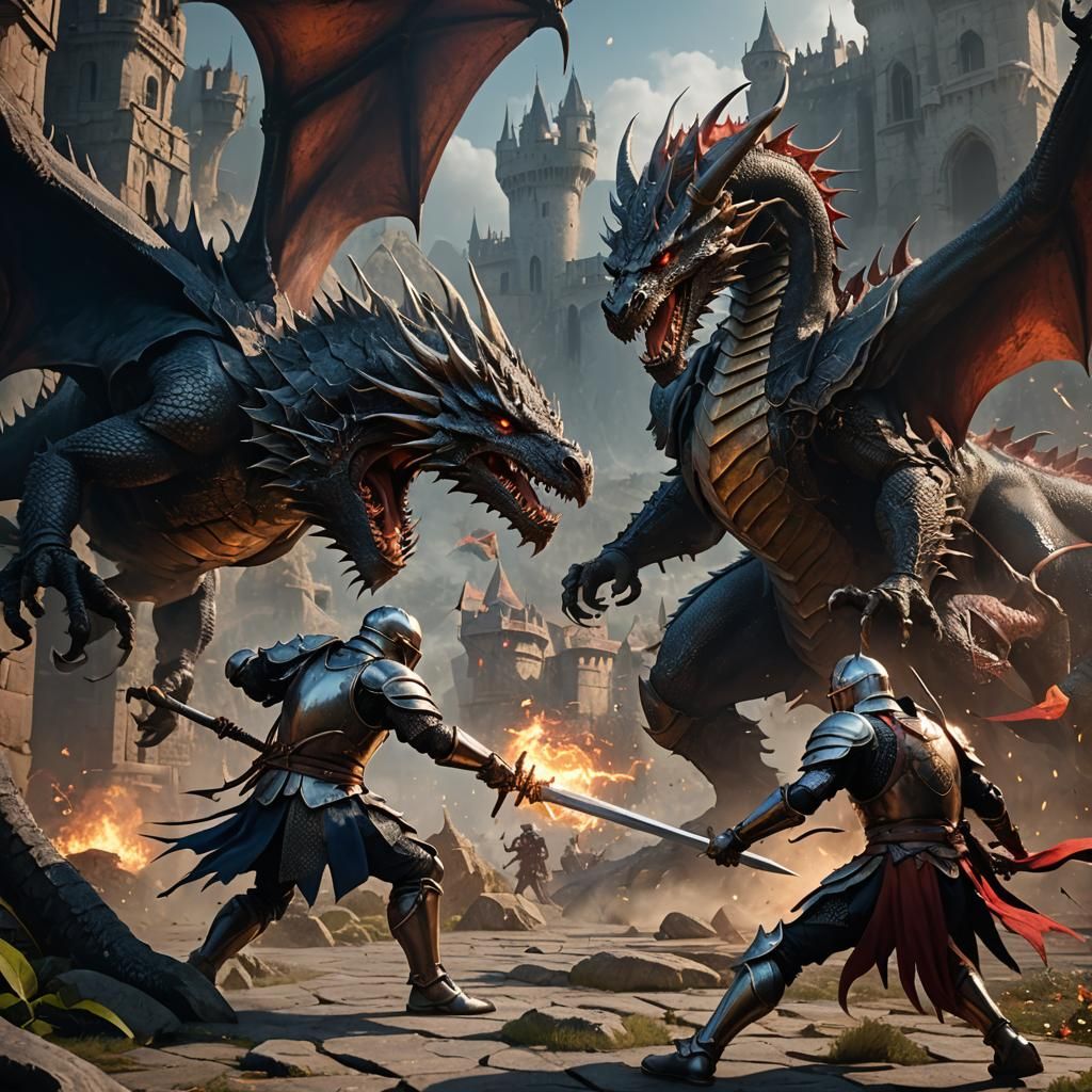 Knight versus Dragon: Detailed Fantasy Concept Art