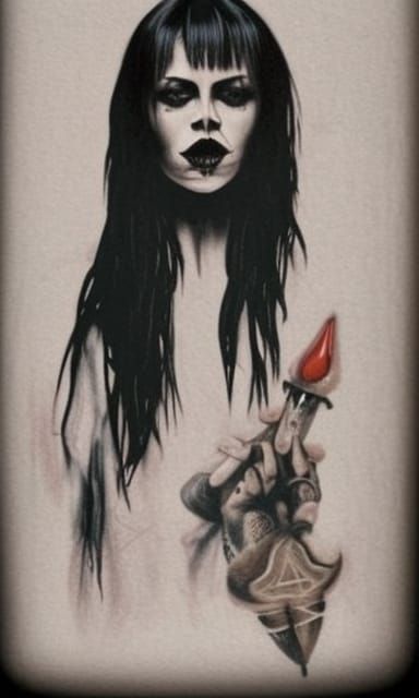 Triadic Witchcraft Painting with Piercings and Tattoos