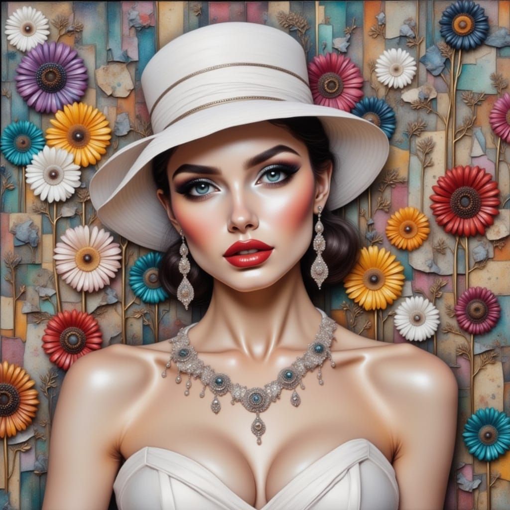 Surreal Art Nouveau Punk Goddess in Vibrant Collage