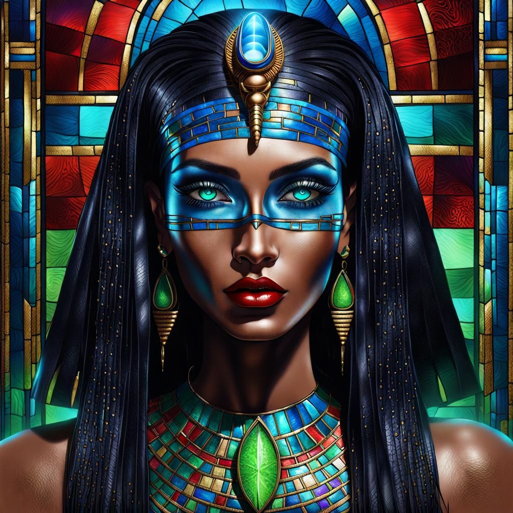 Egyptian Pharaoh Woman with Laser Eyes in Gothic Style