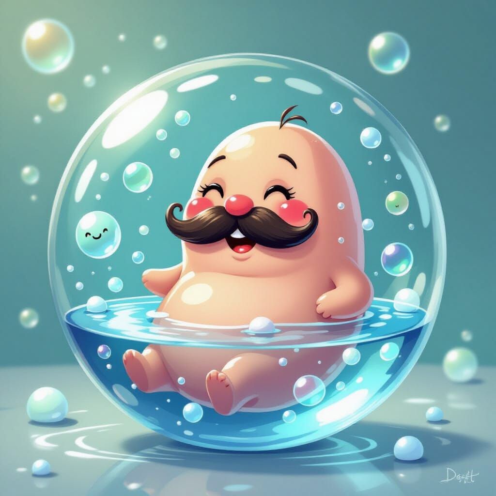 Goofy Microbe Enjoys a Joyful Bubble Bath