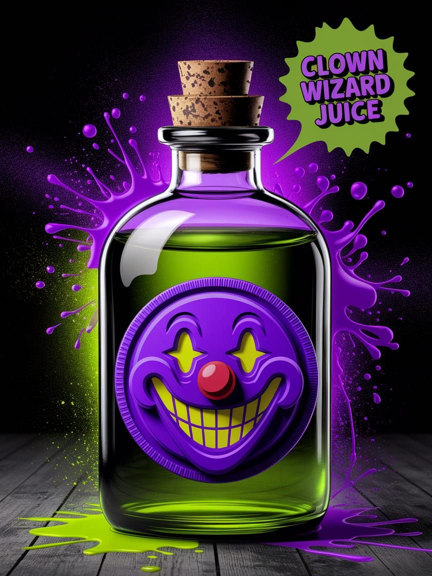 Whimsical Graffiti Art of a Glowing Potion in a Vintage Bott...