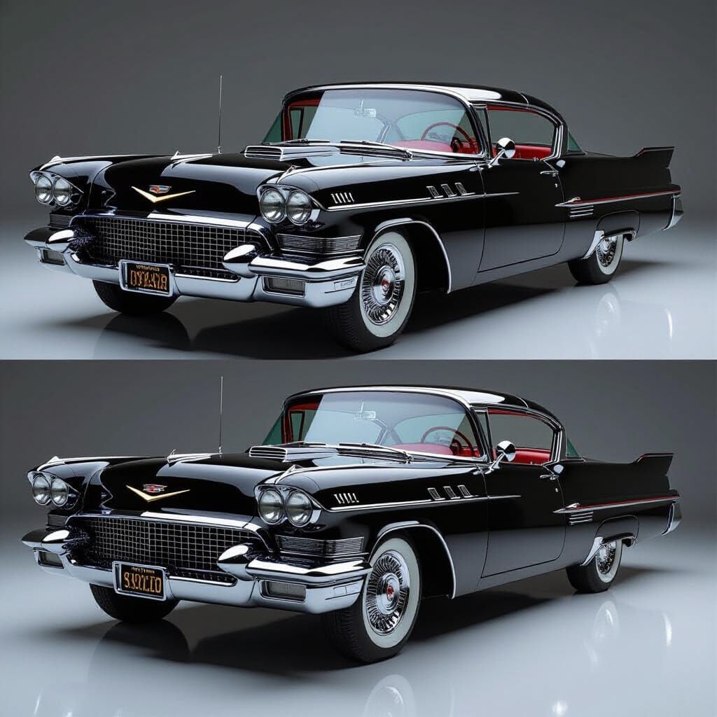 Futuristic Black Car with Chrome Accents, Photorealistic Sty...