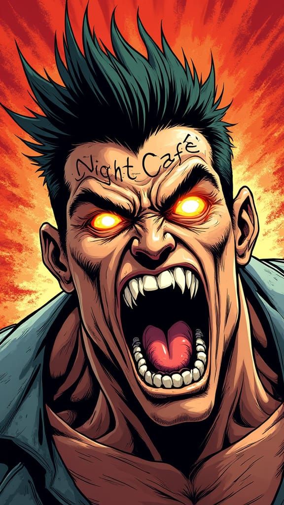 Explosive Comic Panel of Hyper-Masculine Rage