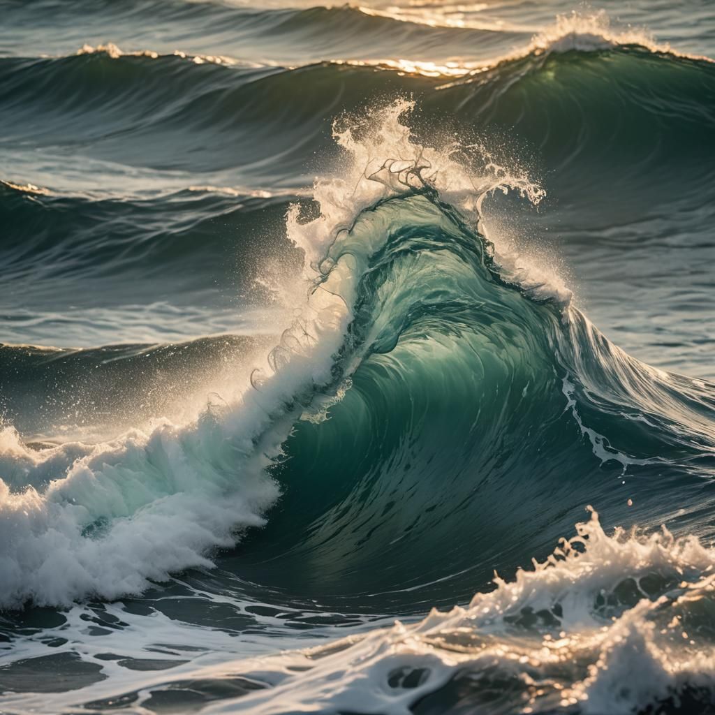 Turbulent Ocean Wave at Golden Hour